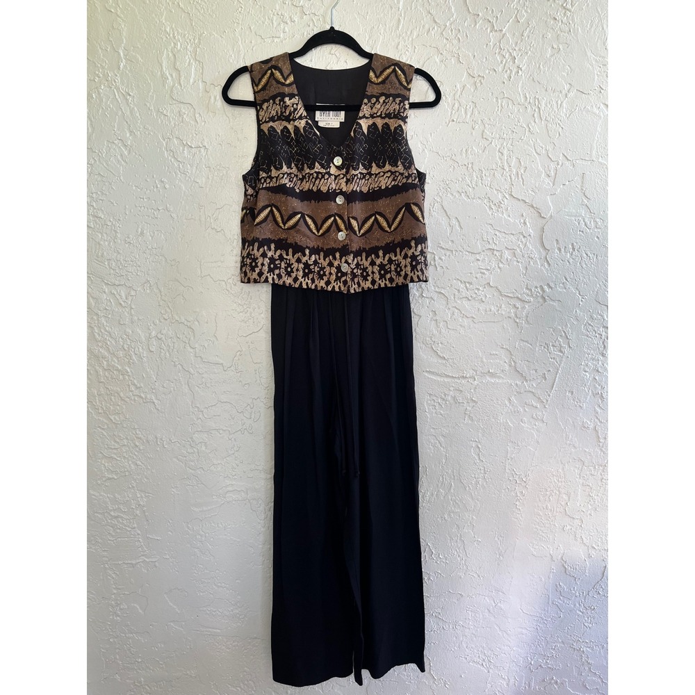 Vintage Byer Too California Jumpsuit Wide Leg Tribal Print Size‎ 7 Made USA